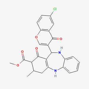 molecular formula C25H21ClN2O5 B4055454 methyl 11-(6-chloro-4-oxo-4H-chromen-3-yl)-3-methyl-1-oxo-2,3,4,5,10,11-hexahydro-1H-dibenzo[b,e][1,4]diazepine-2-carboxylate 