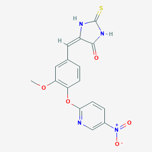 (5E)-5-{3-methoxy-4-[(5-nitropyridin-2-yl)oxy]benzylidene}-2-thioxoimidazolidin-4-one