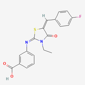 molecular formula C19H15FN2O3S B4055467 3-{[3-ethyl-5-(4-fluorobenzylidene)-4-oxo-1,3-thiazolidin-2-ylidene]amino}benzoic acid 