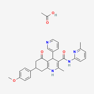 acetic acid;7-(4-methoxyphenyl)-2-methyl-N-(6-methylpyridin-2-yl)-5-oxo-4-pyridin-3-yl-4,6,7,8-tetrahydro-1H-quinoline-3-carboxamide