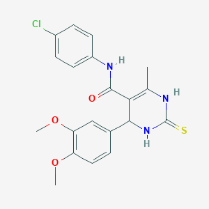 molecular formula C20H20ClN3O3S B405548 N-(4-chlorophenyl)-4-(3,4-dimethoxyphenyl)-6-methyl-2-thioxo-1,2,3,4-tetrahydro-5-pyrimidinecarboxamide 