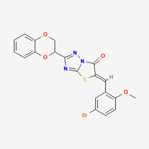 (5Z)-5-[(5-BROMO-2-METHOXYPHENYL)METHYLIDENE]-2-(2,3-DIHYDRO-1,4-BENZODIOXIN-2-YL)-5H,6H-[1,2,4]TRIAZOLO[3,2-B][1,3]THIAZOL-6-ONE