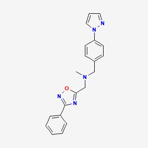 molecular formula C20H19N5O B4055546 N-methyl-1-(3-phenyl-1,2,4-oxadiazol-5-yl)-N-[4-(1H-pyrazol-1-yl)benzyl]methanamine 