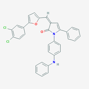 molecular formula C33H22Cl2N2O2 B405568 1-(4-anilinophenyl)-3-{[5-(3,4-dichlorophenyl)-2-furyl]methylene}-5-phenyl-1,3-dihydro-2H-pyrrol-2-one 