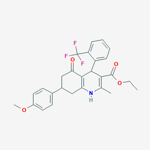 ethyl 7-(4-methoxyphenyl)-2-methyl-5-oxo-4-[2-(trifluoromethyl)phenyl]-4,6,7,8-tetrahydro-1H-quinoline-3-carboxylate