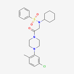 molecular formula C25H32ClN3O3S B4055745 N-{2-[4-(5-Chloro-2-methyl-phenyl)-piperazin-1-yl]-2-oxo-ethyl}-N-cyclohexyl-benzenesulfonamide 