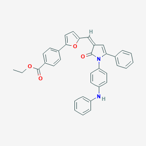 molecular formula C36H28N2O4 B405575 ethyl 4-(5-{[1-(4-anilinophenyl)-2-oxo-5-phenyl-1,2-dihydro-3H-pyrrol-3-ylidene]methyl}-2-furyl)benzoate 