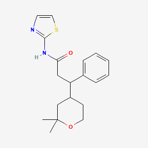 3-(2,2-dimethyltetrahydro-2H-pyran-4-yl)-3-phenyl-N-1,3-thiazol-2-ylpropanamide