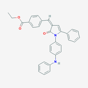 molecular formula C32H26N2O3 B405579 ethyl 4-{[1-(4-anilinophenyl)-2-oxo-5-phenyl-1,2-dihydro-3H-pyrrol-3-ylidene]methyl}benzoate 