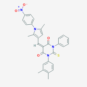 1-(3,4-dimethylphenyl)-5-[(1-{4-nitrophenyl}-2,5-dimethyl-1H-pyrrol-3-yl)methylene]-3-phenyl-2-thioxodihydro-4,6(1H,5H)-pyrimidinedione