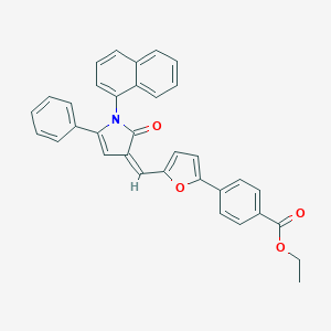 molecular formula C34H25NO4 B405583 ethyl 4-(5-{[1-(1-naphthyl)-2-oxo-5-phenyl-1,2-dihydro-3H-pyrrol-3-ylidene]methyl}-2-furyl)benzoate 