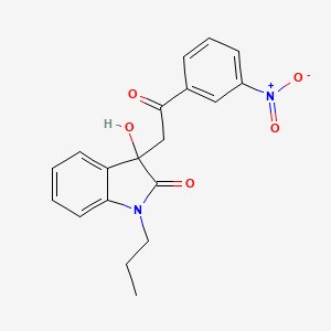 molecular formula C19H18N2O5 B4055837 3-hydroxy-3-[2-(3-nitrophenyl)-2-oxoethyl]-1-propyl-1,3-dihydro-2H-indol-2-one 