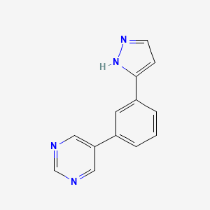 molecular formula C13H10N4 B4055844 5-[3-(1H-pyrazol-3-yl)phenyl]pyrimidine 