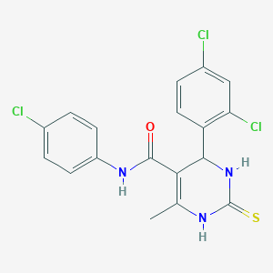 molecular formula C18H14Cl3N3OS B405585 N-(4-chlorophenyl)-4-(2,4-dichlorophenyl)-6-methyl-2-thioxo-1,2,3,4-tetrahydropyrimidine-5-carboxamide 