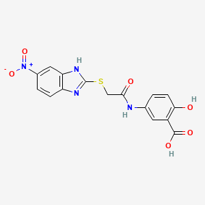 molecular formula C16H12N4O6S B4055851 2-hydroxy-5-({[(5-nitro-1H-benzimidazol-2-yl)thio]acetyl}amino)benzoic acid 