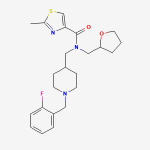 molecular formula C23H30FN3O2S B4055894 N-{[1-(2-氟苄基)-4-哌啶基]甲基}-2-甲基-N-(四氢-2-呋喃基甲基)-1,3-噻唑-4-甲酰胺 