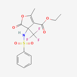 molecular formula C15H14F3NO6S B4055924 ethyl 2-methyl-5-oxo-4-[(phenylsulfonyl)amino]-4-(trifluoromethyl)-4,5-dihydro-3-furancarboxylate 