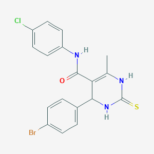molecular formula C18H15BrClN3OS B405596 4-(4-bromophenyl)-N-(4-chlorophenyl)-6-methyl-2-thioxo-1,2,3,4-tetrahydropyrimidine-5-carboxamide CAS No. 312735-15-2