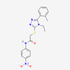 molecular formula C19H19N5O3S B4055968 2-{[4-ethyl-5-(2-methylphenyl)-4H-1,2,4-triazol-3-yl]thio}-N-(4-nitrophenyl)acetamide 