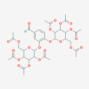 molecular formula C35H42O21 B405597 3,5-bis(acetyloxy)-2-[(acetyloxy)methyl]-6-[4-formyl-2-({3,4,5-tris(acetyloxy)-6-[(acetyloxy)methyl]tetrahydro-2H-pyran-2-yl}oxy)phenoxy]tetrahydro-2H-pyran-4-yl acetate 