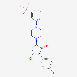 molecular formula C21H19F3IN3O2 B405599 1-(4-Iodophenyl)-3-{4-[3-(trifluoromethyl)phenyl]-1-piperazinyl}-2,5-pyrrolidinedione CAS No. 331966-60-0