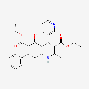 molecular formula C27H28N2O5 B4056029 diethyl 2-methyl-5-oxo-7-phenyl-4-(3-pyridinyl)-1,4,5,6,7,8-hexahydro-3,6-quinolinedicarboxylate 