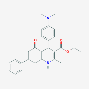 molecular formula C28H32N2O3 B405605 Isopropyl 4-[4-(dimethylamino)phenyl]-2-methyl-5-oxo-7-phenyl-1,4,5,6,7,8-hexahydro-3-quinolinecarboxylate 