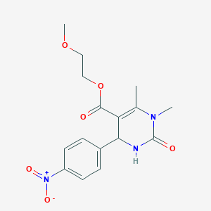 molecular formula C16H19N3O6 B405607 2-Methoxyethyl 1,6-dimethyl-4-(4-nitrophenyl)-2-oxo-1,2,3,4-tetrahydropyrimidine-5-carboxylate 