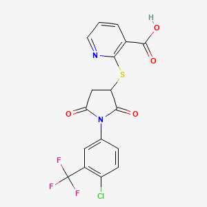 molecular formula C17H10ClF3N2O4S B4056077 2-({1-[4-chloro-3-(trifluoromethyl)phenyl]-2,5-dioxo-3-pyrrolidinyl}thio)nicotinic acid 