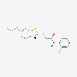 molecular formula C17H15BrN2O2S2 B405609 N-(2-bromophenyl)-2-[(6-ethoxy-1,3-benzothiazol-2-yl)sulfanyl]acetamide 