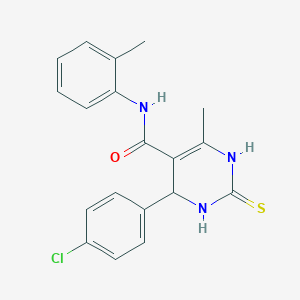 molecular formula C19H18ClN3OS B405611 4-(4-chlorophenyl)-6-methyl-N-(2-methylphenyl)-2-thioxo-1,2,3,4-tetrahydro-5-pyrimidinecarboxamide 