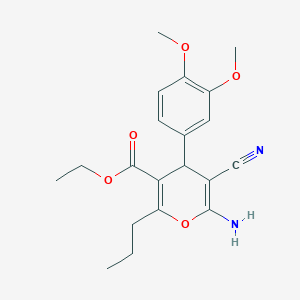 ethyl 6-amino-5-cyano-4-(3,4-dimethoxyphenyl)-2-propyl-4H-pyran-3-carboxylate
