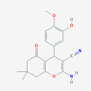 2-amino-4-(3-hydroxy-4-methoxyphenyl)-7,7-dimethyl-5-oxo-5,6,7,8-tetrahydro-4H-chromene-3-carbonitrile