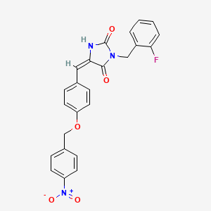 (5E)-3-(2-fluorobenzyl)-5-{4-[(4-nitrobenzyl)oxy]benzylidene}imidazolidine-2,4-dione