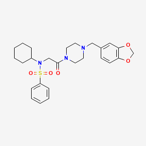 N-[2-(4-Benzo[1,3]dioxol-5-ylmethyl-piperazin-1-yl)-2-oxo-ethyl]-N-cyclohexyl-benzenesulfonamide