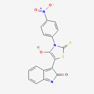 3-[3-(4-nitrophenyl)-4-oxo-2-thioxo-1,3-thiazolidin-5-ylidene]-1,3-dihydro-2H-indol-2-one