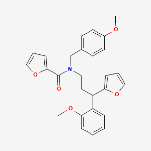 N-[3-(furan-2-yl)-3-(2-methoxyphenyl)propyl]-N-[(4-methoxyphenyl)methyl]furan-2-carboxamide