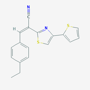 molecular formula C18H14N2S2 B405621 3-(4-Ethylphenyl)-2-[4-(2-thienyl)-1,3-thiazol-2-yl]acrylonitrile 