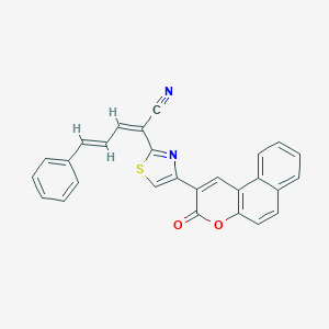 molecular formula C27H16N2O2S B405623 2-[4-(3-oxo-3H-benzo[f]chromen-2-yl)-1,3-thiazol-2-yl]-5-phenyl-2,4-pentadienenitrile 