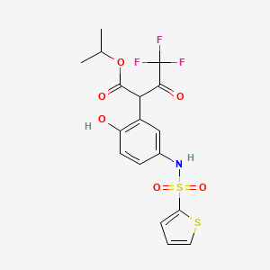 molecular formula C17H16F3NO6S2 B4056288 异丙基 4,4,4-三氟-2-{2-羟基-5-[(2-噻吩基磺酰基)氨基]苯基}-3-氧代丁酸酯 