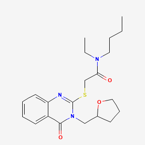 N-butyl-N-ethyl-2-{[4-oxo-3-(tetrahydro-2-furanylmethyl)-3,4-dihydro-2-quinazolinyl]thio}acetamide