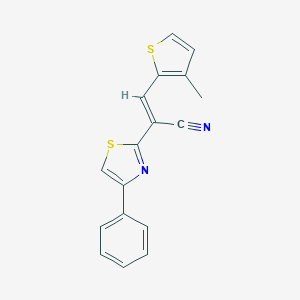 molecular formula C17H12N2S2 B405630 3-(3-Methyl-2-thienyl)-2-(4-phenyl-1,3-thiazol-2-yl)acrylonitrile 
