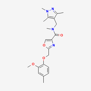 molecular formula C21H26N4O4 B4056434 2-[(2-甲氧基-4-甲基苯氧基)甲基]-N-甲基-N-[(1,3,5-三甲基-1H-吡唑-4-基)甲基]-1,3-恶唑-4-甲酰胺 