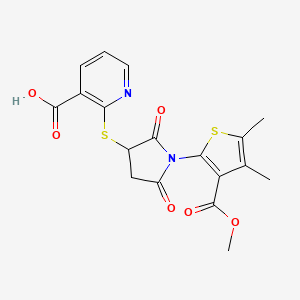 2-({1-[3-(methoxycarbonyl)-4,5-dimethyl-2-thienyl]-2,5-dioxo-3-pyrrolidinyl}thio)nicotinic acid