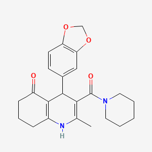 molecular formula C23H26N2O4 B4056535 4-(1,3-benzodioxol-5-yl)-2-methyl-3-(1-piperidinylcarbonyl)-4,6,7,8-tetrahydro-5(1H)-quinolinone 