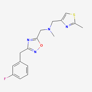 molecular formula C16H17FN4OS B4056552 1-[3-(3-fluorobenzyl)-1,2,4-oxadiazol-5-yl]-N-methyl-N-[(2-methyl-1,3-thiazol-4-yl)methyl]methanamine 