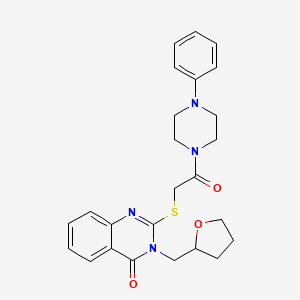 molecular formula C25H28N4O3S B4056565 2-{[2-oxo-2-(4-phenyl-1-piperazinyl)ethyl]thio}-3-(tetrahydro-2-furanylmethyl)-4(3H)-quinazolinone 