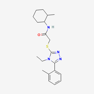 molecular formula C20H28N4OS B4056573 2-{[4-乙基-5-(2-甲基苯基)-4H-1,2,4-三唑-3-基]硫代}-N-(2-甲基环己基)乙酰胺 