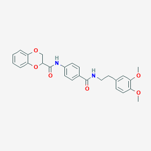 molecular formula C26H26N2O6 B4056622 N-[4-({[2-(3,4-dimethoxyphenyl)ethyl]amino}carbonyl)phenyl]-2,3-dihydro-1,4-benzodioxine-2-carboxamide 