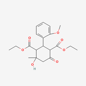 diethyl 4-hydroxy-2-(2-methoxyphenyl)-4-methyl-6-oxo-1,3-cyclohexanedicarboxylate